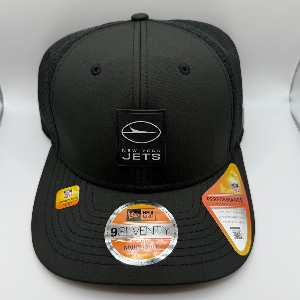 New Era New York Jets 9SEVENTY 2025 NFL Sideline Hat Black Adjustable